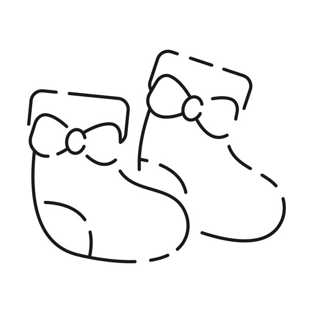 婴儿淋浴和新生儿图标的线性风格。包括图标为婴儿，儿童，气球，礼物，装饰，玩具和派对线图标。婴儿袜子图片下载