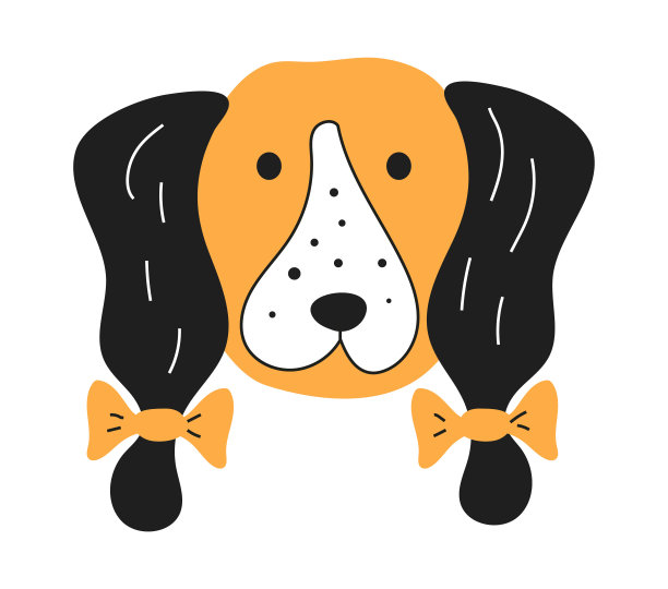 素描风格的腊肠狗。狗头矢量图标在涂鸦风格。可爱宠物标志图片下载