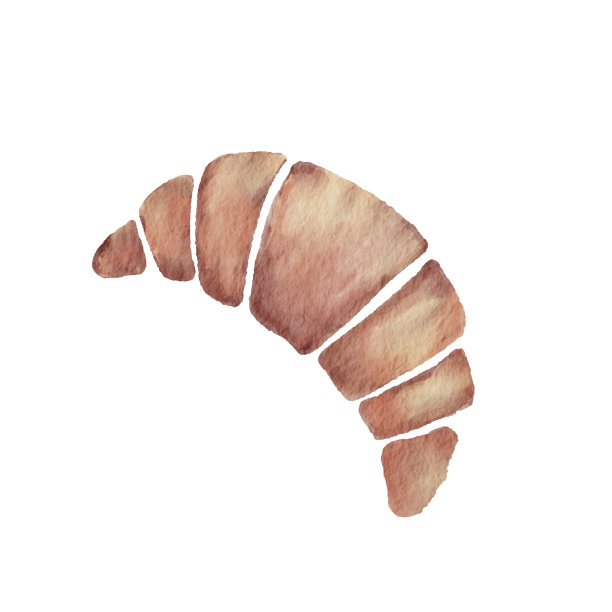 牛角面包水彩插图装饰面包店和甜点甜的概念。图片下载