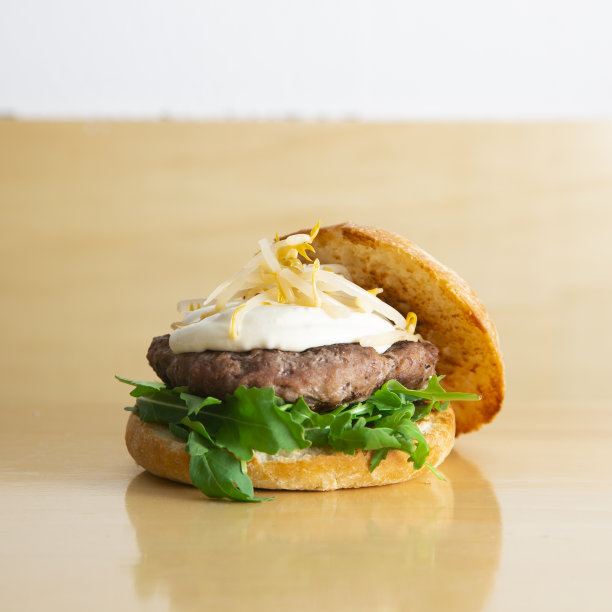 正宗的美式汉堡配蛋黄酱图片下载