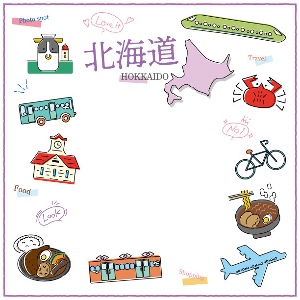 日本北海道美食旅游图标集(画线)图片下载