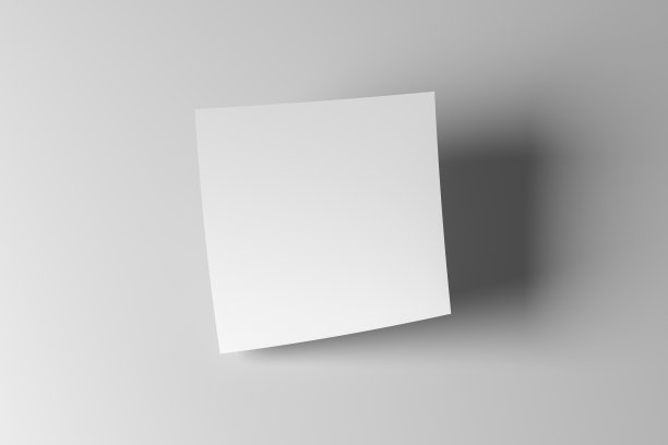 方形传单纸模型漂浮在白色背景图片下载