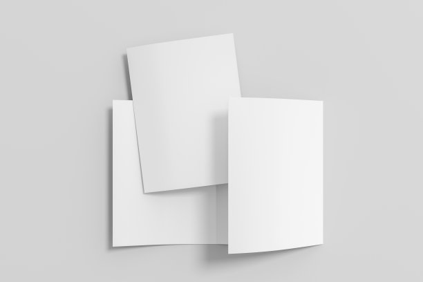 三福小册子A4小册子模型在白色背景图片下载