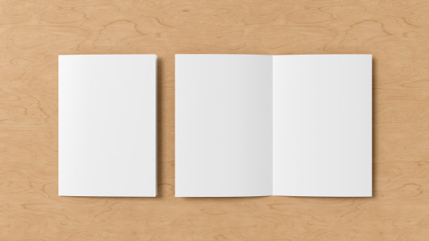 半折叠传单A4小册子模拟木制背景图片下载