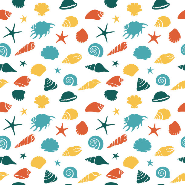 海贝壳下沉无缝图案海洋水下无边背景印刷水生重复点缀图片下载