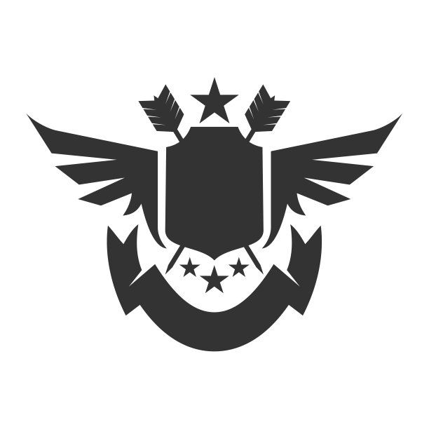 徽章空白翼盾丝带标志模板图标插图品牌标识图片下载