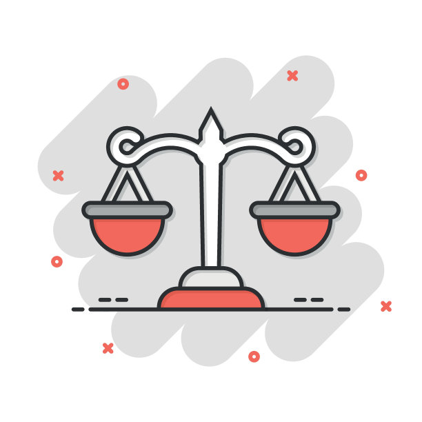 鳞片图标在漫画风格。天秤座卡通矢量插图孤立的背景。质量比较飞溅效果标志经营理念。图片下载