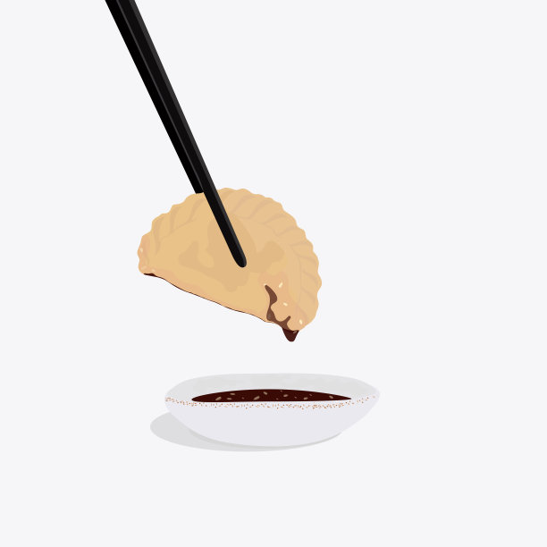 中国鸡肉饺子，里面有鸡肉和蔬菜馅，还有筷子。图片下载