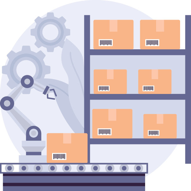 可编程逻辑控制器矢量图标设计，仓库自动化符号，工业革命标志，航运和物流插图，自动化机器人存储和检索系统概念图片下载
