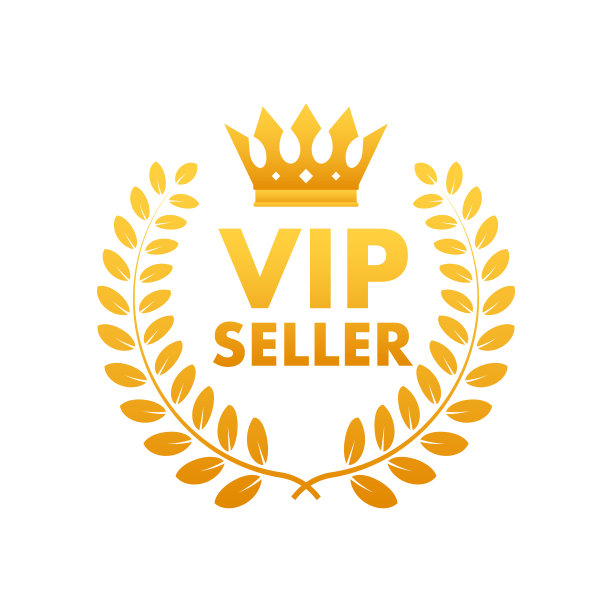 VIP卖家黄金徽章。优质保证。质量保证。矢量股票插图。图片下载