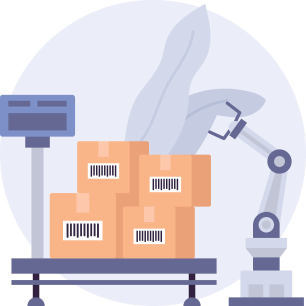 人工辅助机械臂矢量图标设计，仓库自动化符号，工业革命标志，航运和物流库存插图，自动化繁琐和手工任务的概念图片下载