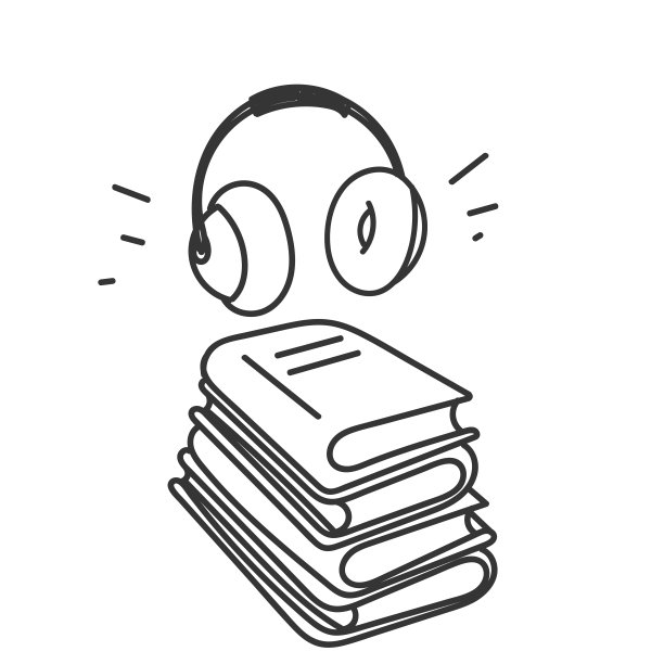 手绘涂鸦书和耳机符号的音频书听插图图片下载