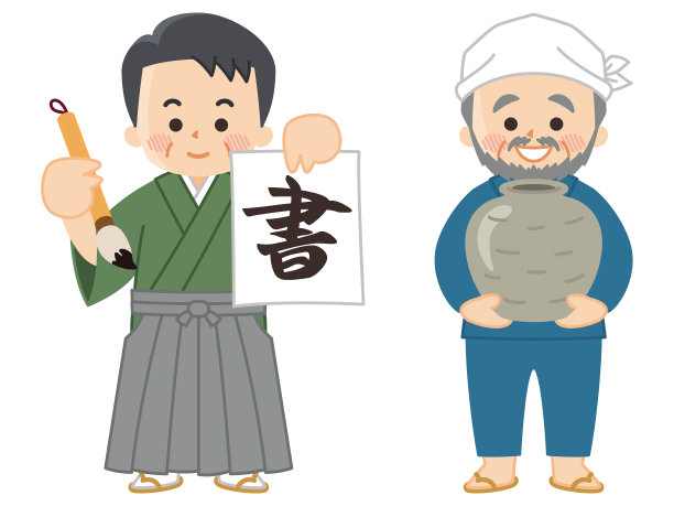 书法家和陶艺家。艺术家。中年男子。图片下载