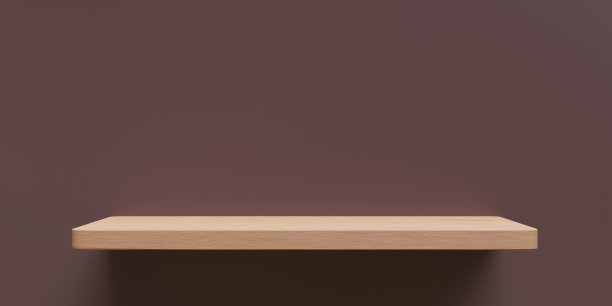 木质空架子上的文革色墙背景。展览设备、空间。三维渲染图片下载