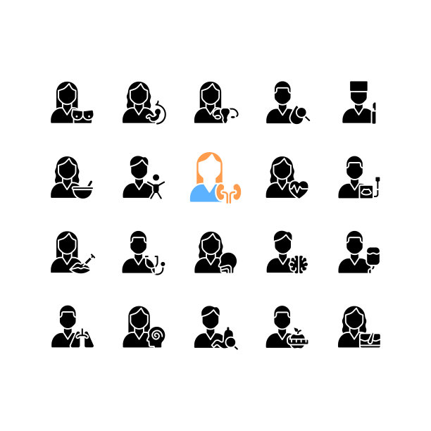 医疗服务黑色字形图标设置在空白上图片下载