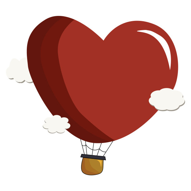 红色的热气球在空中。概念，情人节，假期。最小的风格。图片下载