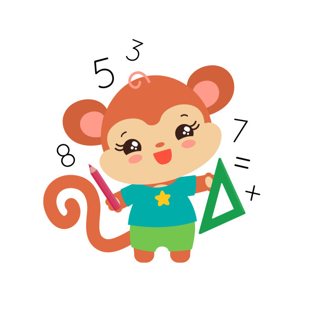 小学生猴子拿着铅笔和尺子。图片下载