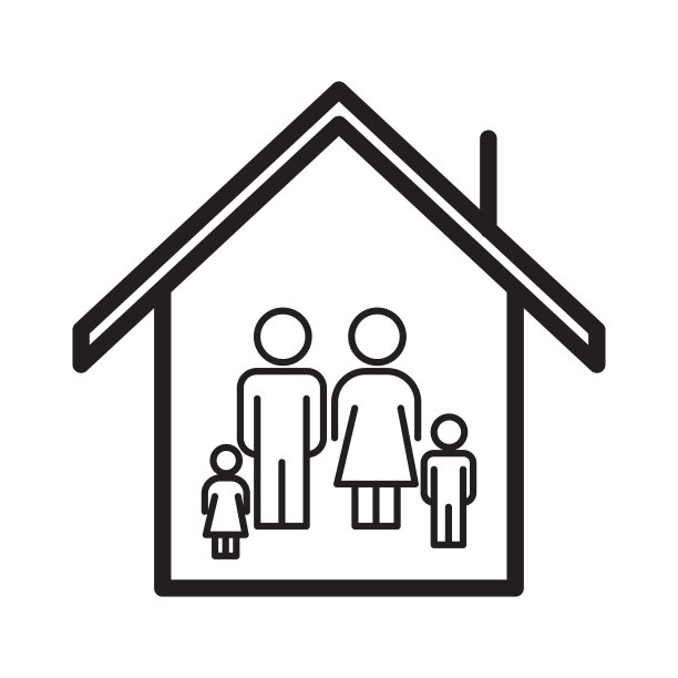 呆在家里，呆在安全图标设计，扁平化风格新潮收藏图片下载