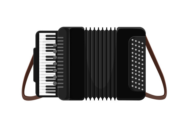 手风琴图标黑色3d矢量插图图片下载