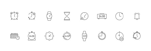 时钟图标设置。具有速度控制的机械和电子计时器图片下载