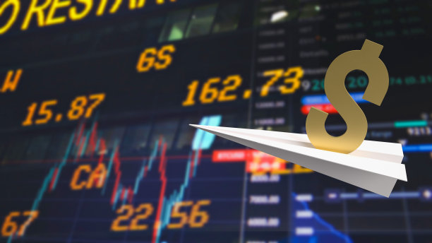 金元符号在纸飞机上的业务概念3d渲染图片下载