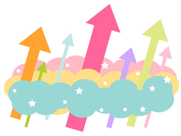 彩色箭头斜穿云层图片下载