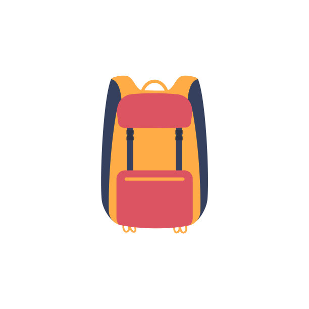 彩色野营背包平面风格，矢量插图图片下载