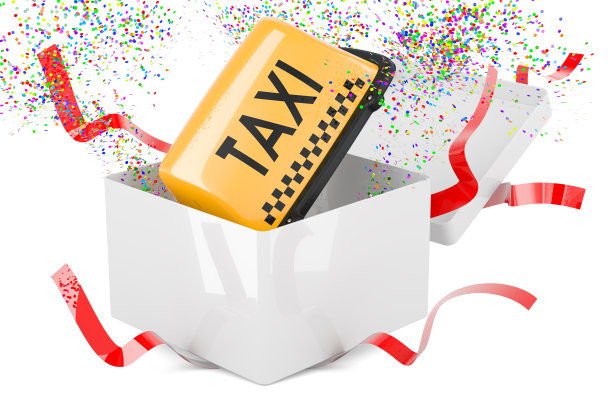 礼盒内出租车招牌，3D渲染图片下载