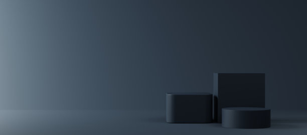 墨绿色背景，黑色底座或讲台模型展示，空平台为产品展示，3D渲染图片下载