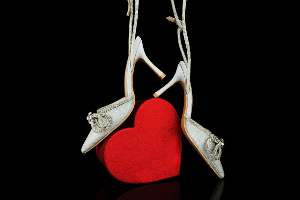 性感，系带的高跟鞋与盒子的背景图片下载