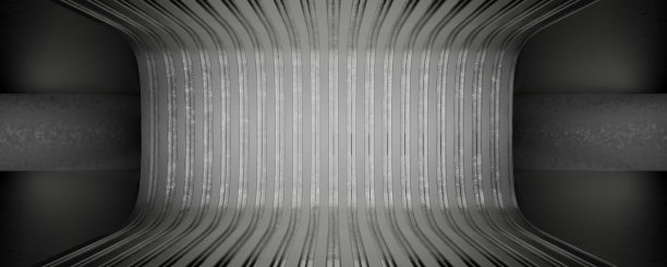 黑暗未来现代车库展厅。隧道走廊。混凝土。金属乏味的东西。反射光滑的空白空间。地下走廊。入口，3D渲染。图片下载