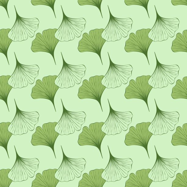 银杏叶矢量插图。纺织、印花、织物无缝花纹图片下载
