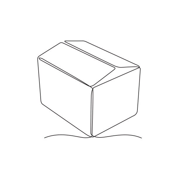纸箱设计在单一连续线风格图片下载