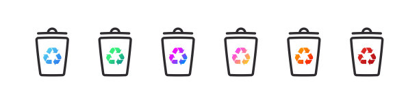 设置回收箱。不同类型垃圾的垃圾桶图标。矢量图图片下载