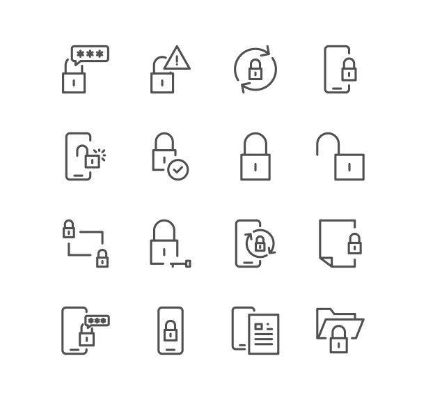 锁相关图标的集合。图片下载