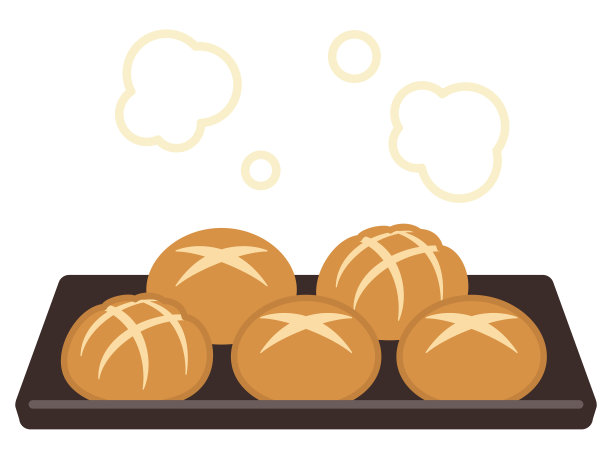 5个新鲜出炉的面包。早餐。图片下载