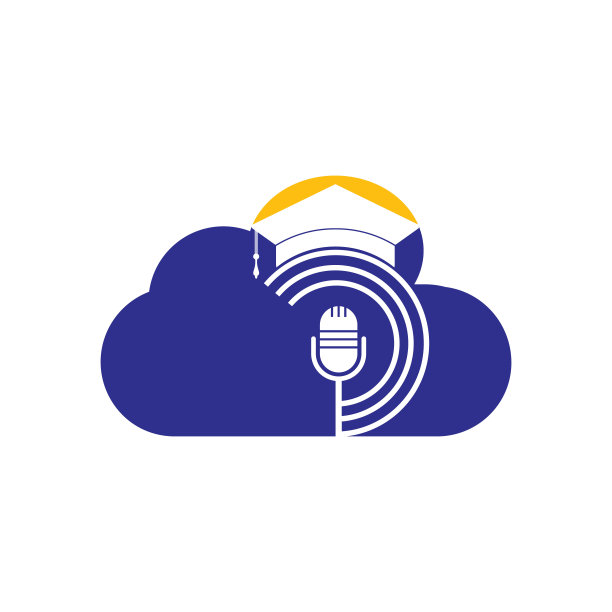 毕业播客logo图标符号设计。教育播客标志概念。图片下载