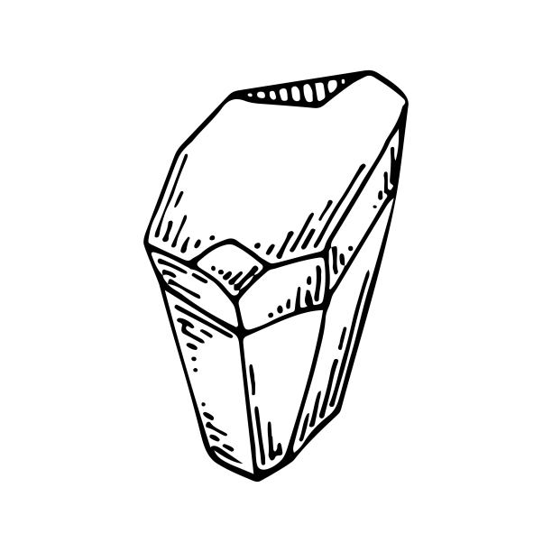 水晶线。这是能量的神奇象征。女巫的工具。有不同面的水晶石。珠宝矿物。神秘的石头。手绘矢量涂鸦插图。简单的轮廓元素。图片下载