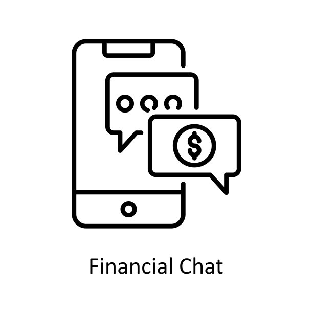 金融聊天矢量轮廓图标设计说明。购物和电子商务符号在白色背景EPS 10文件图片下载
