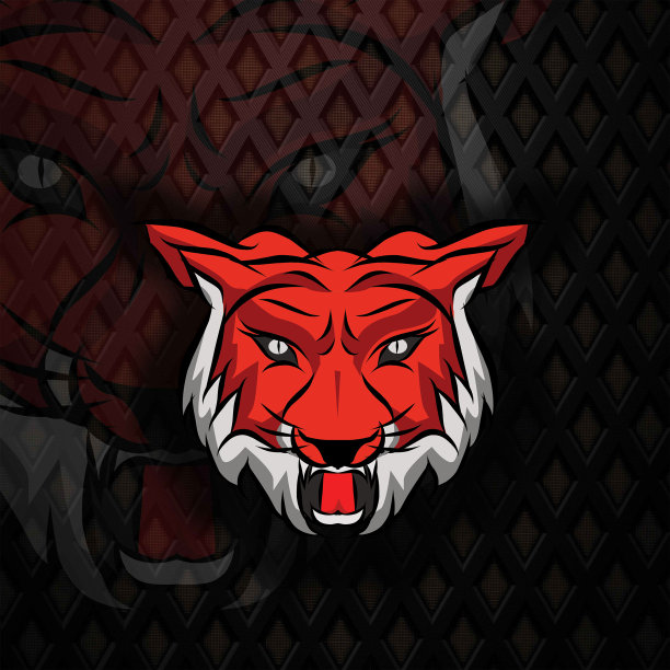 橙色老虎眼睛底格里斯河剪影标志设计为壁纸或背景。图片下载