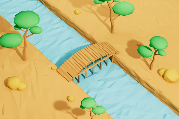 3d渲染低聚景观图片下载