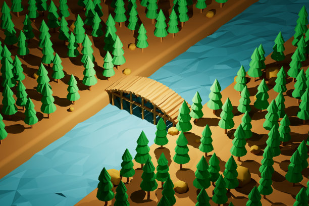 3d渲染低聚景观图片下载