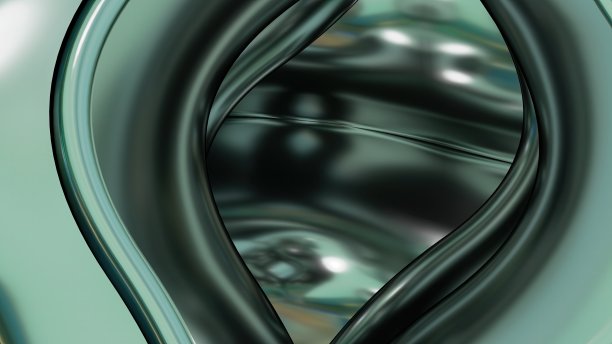 绿色金属优美的贝塞尔曲线入口抽象戏剧性现代奢华高档3D渲染平面设计元素背景材料图片下载