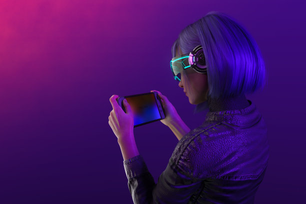 数字化身在虚拟世界中玩游戏，3d渲染图片下载