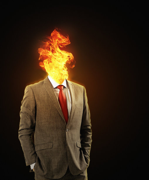 商人的头突然燃烧起来，代表情绪紧张、精疲力竭甚至是头痛图片下载
