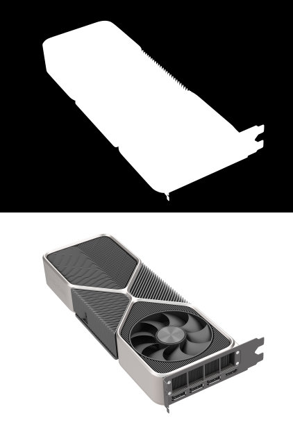 电脑PC组件显示视频显卡3d渲染在白色与阿尔法图片下载