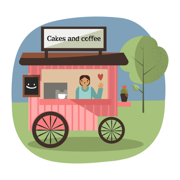 风景可爱的咖啡和蛋糕店的车轮图片下载