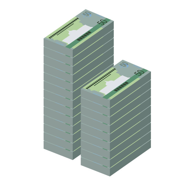 土库曼斯坦新马纳特矢量插图。土库曼货币套装钞票。纸币50 TMT。平的风格。孤立在白色背景上。简单的最小设计。图片下载