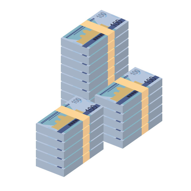 土库曼斯坦新马纳特矢量插图。土库曼货币套装钞票。纸币100公吨。平的风格。孤立在白色背景上。简单的最小设计。图片下载