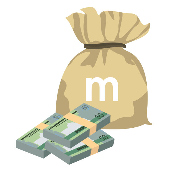 土库曼斯坦新马纳特矢量插图。土库曼货币套装钞票。钱袋50 TMT。平的风格。孤立在白色背景上。简单的最小设计。图片下载